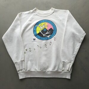 Vintage 90s WWF World Wildlife Fund Caribou Research Project White Sweatshirt L